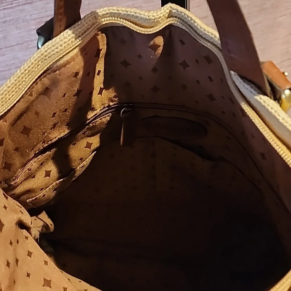 FOSSIL BURLAP AND LEATHER BAG - Picture 5 of 6